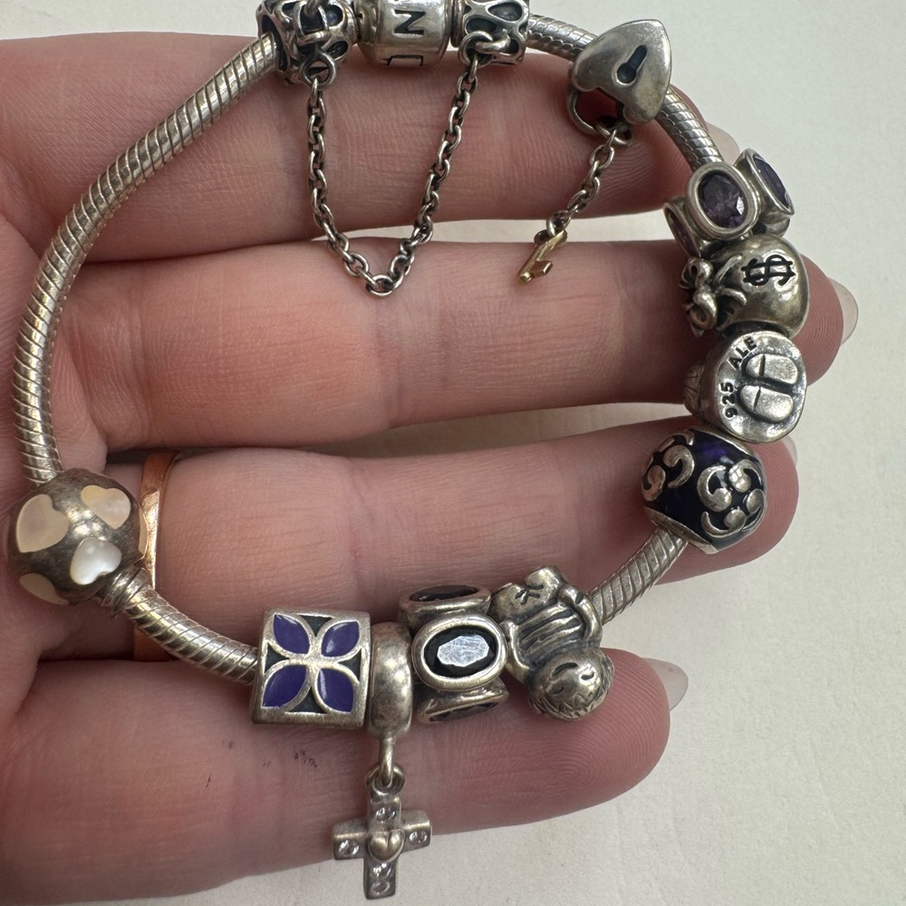 Authentic Vintage Sterling Silver PANDORA Charm Bracelet 6.5" Wrist 52.2g - Picture 4 of 16